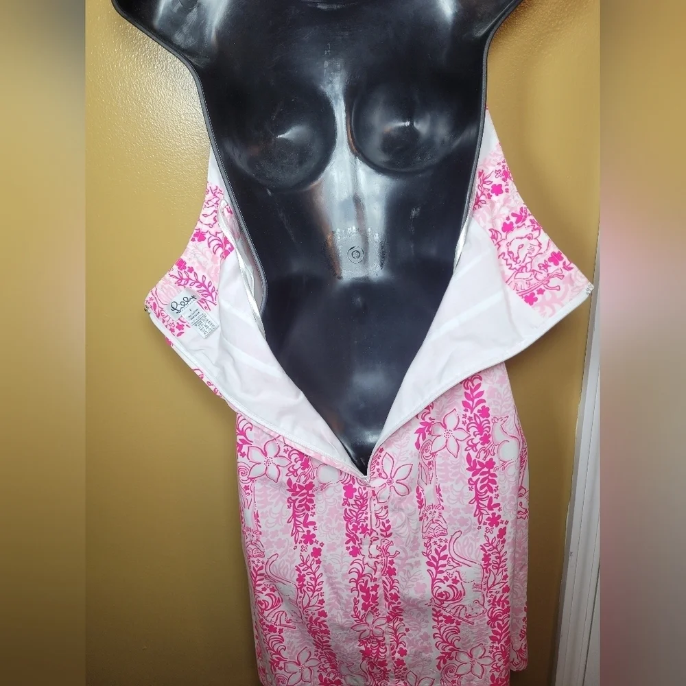 Lilly Pulitzer 100% Cotton Livie Pink Halter Top Dress sz 4 - Picture 11 of 15